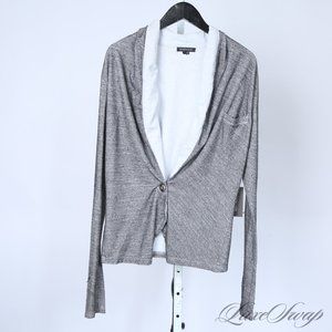 Society of Les New York Cardigan Sweater Womens Size 1 Grey Mottled Low Plunge